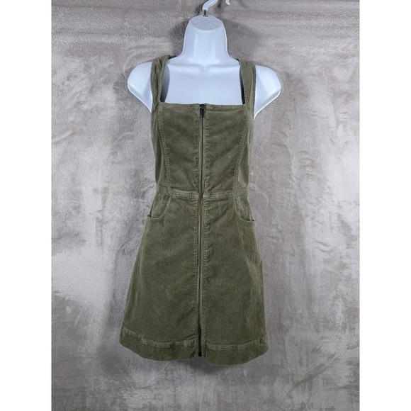 Alice + Olivia Dresses & Skirts - Alice + Olivia Renita Corduroy Mini Dress Womens 4 Sage Green Zip Front Pinafore